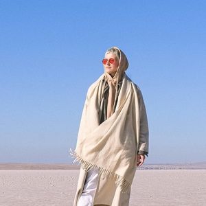 Golden Silk and Authentic Pashmina Wool Scarf